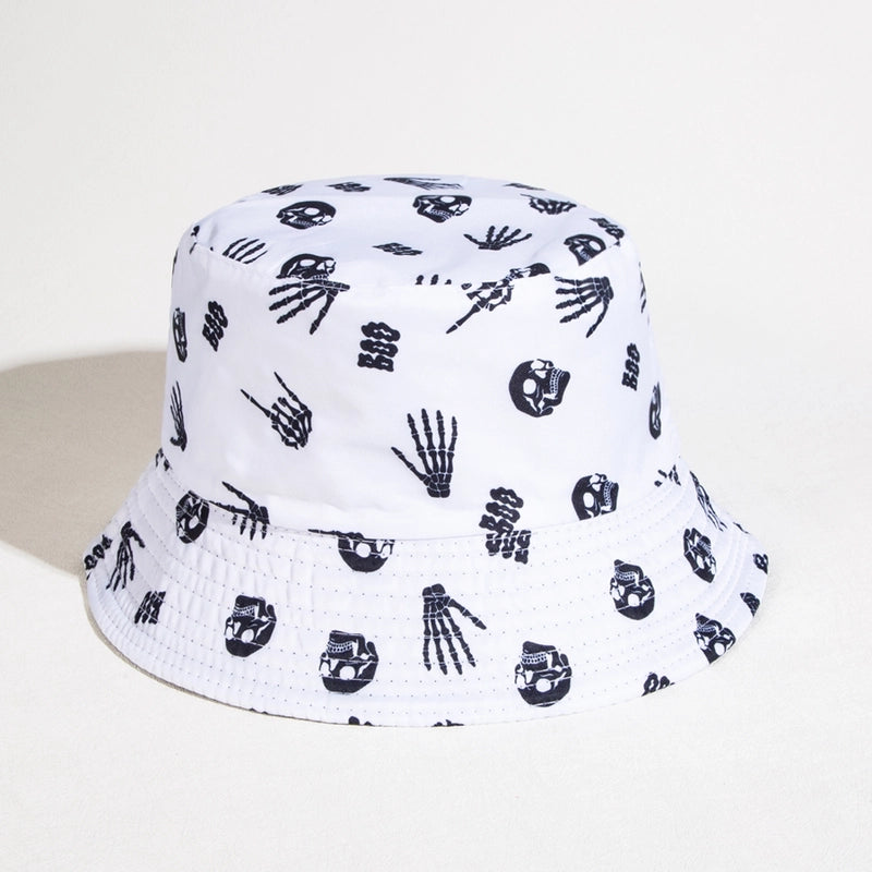Unisex Casual Hip-Hop Skull Wide Eaves Bucket Hat
