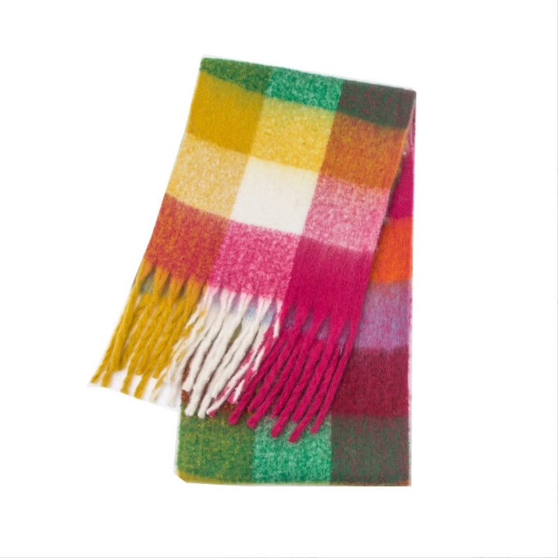 Women's Casual Minimalist Lattice Polyester Tassel Scarf