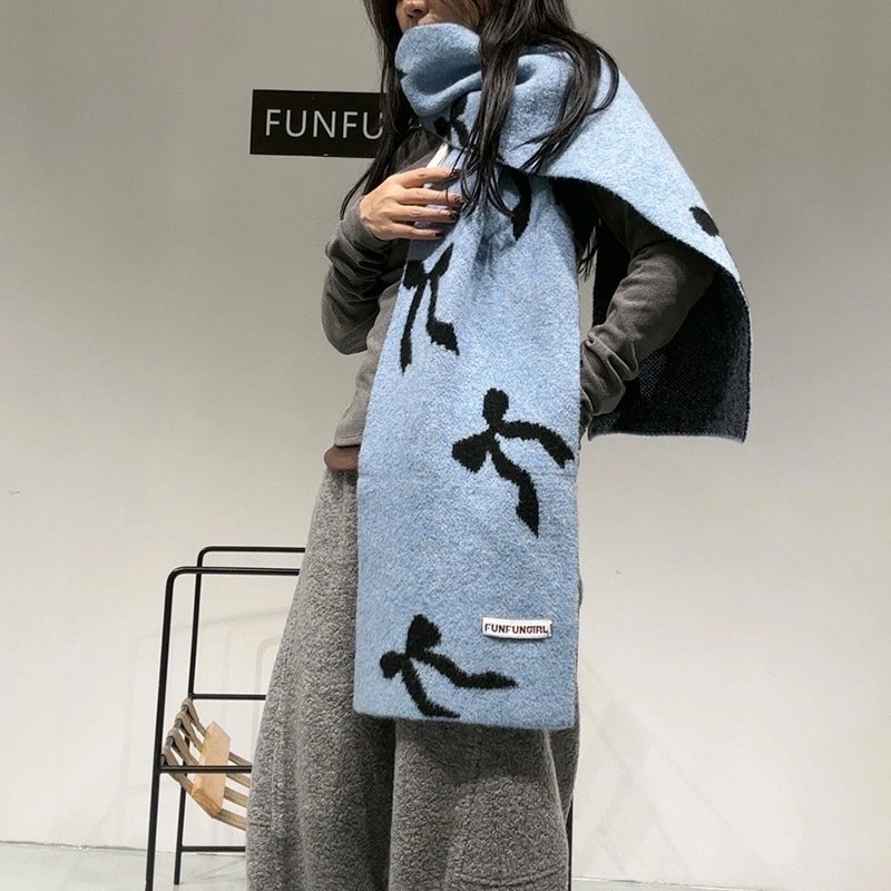 Women's Sweet Bow Knot 羊毛混纺 Scarf