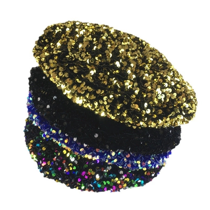 Hat Women's Sequined Beret Korean Style British Style Fashionable Painter Hat Autumn And Winter Pullover Hat Women