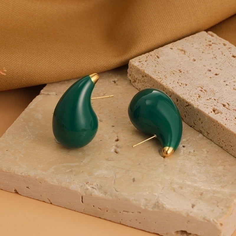 1 Pair Minimalist Commute Water Droplets Plating Stainless Steel Ear Studs