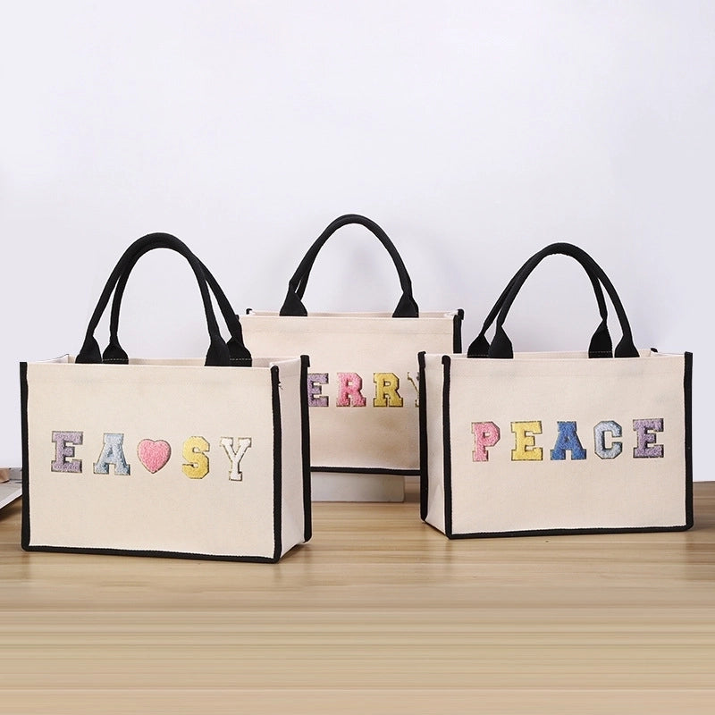 Women's Cute Letter Canvas Shopping Bags