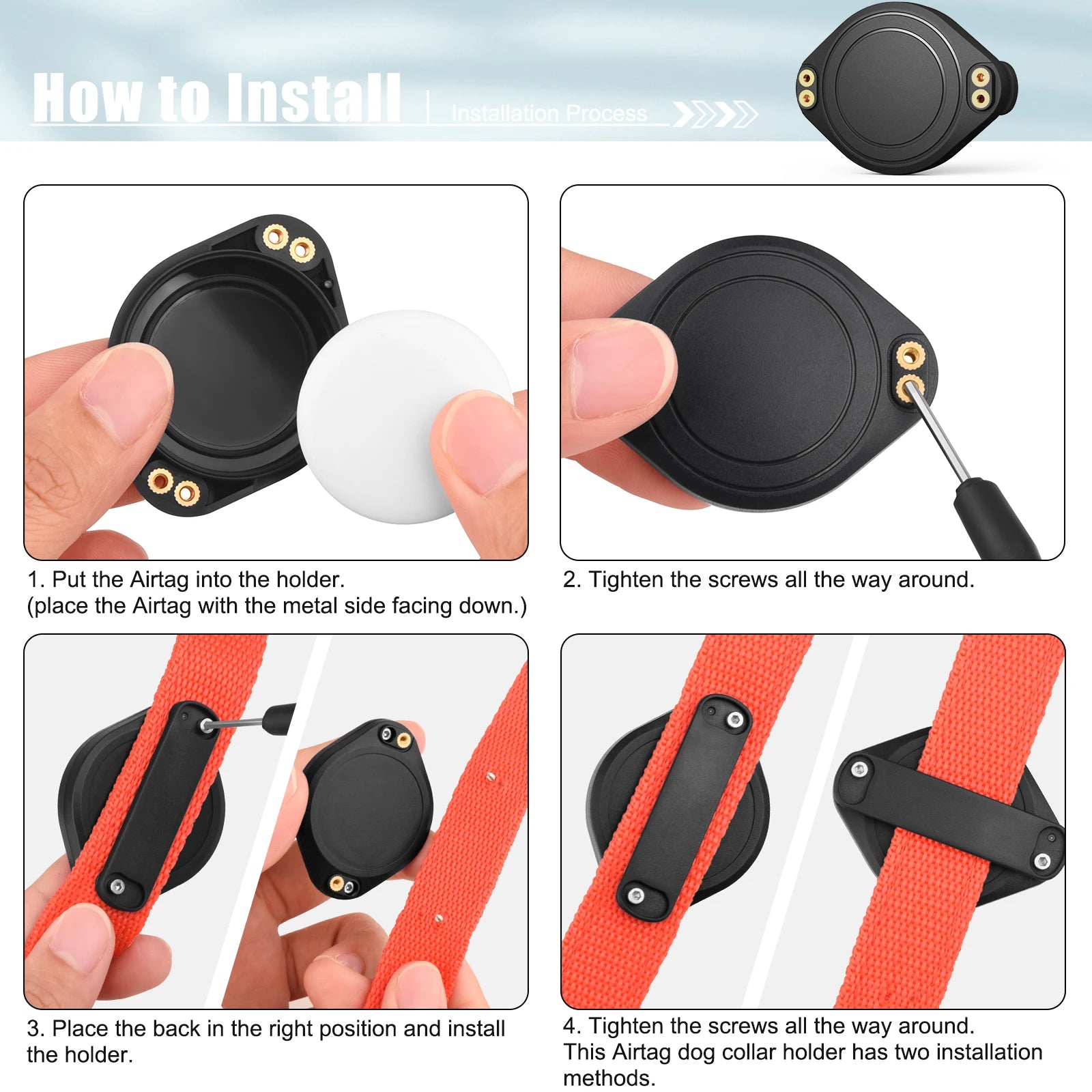 IP68 Waterproof Case For Apple Airtag Dog Cat Collar Holder Hard 360 Degree Full Protection Cover For Air Tag Pet Collars Shell