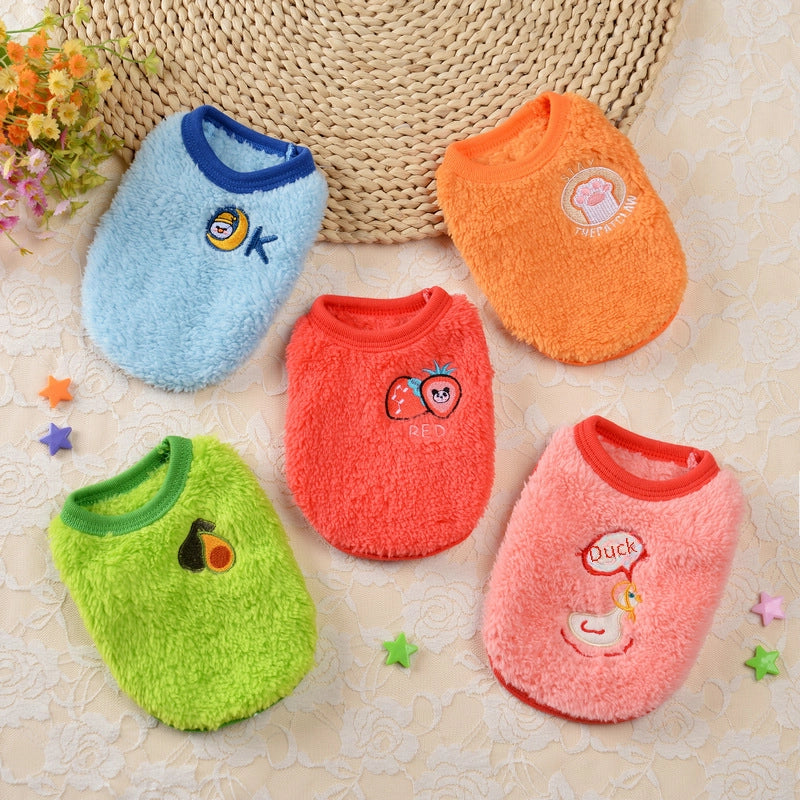 Flannel Milk Dog Clothes Small Dog Puppy Cat Dog Autumn And Winter Pet Rabbit Teacup Dog Warm Vest