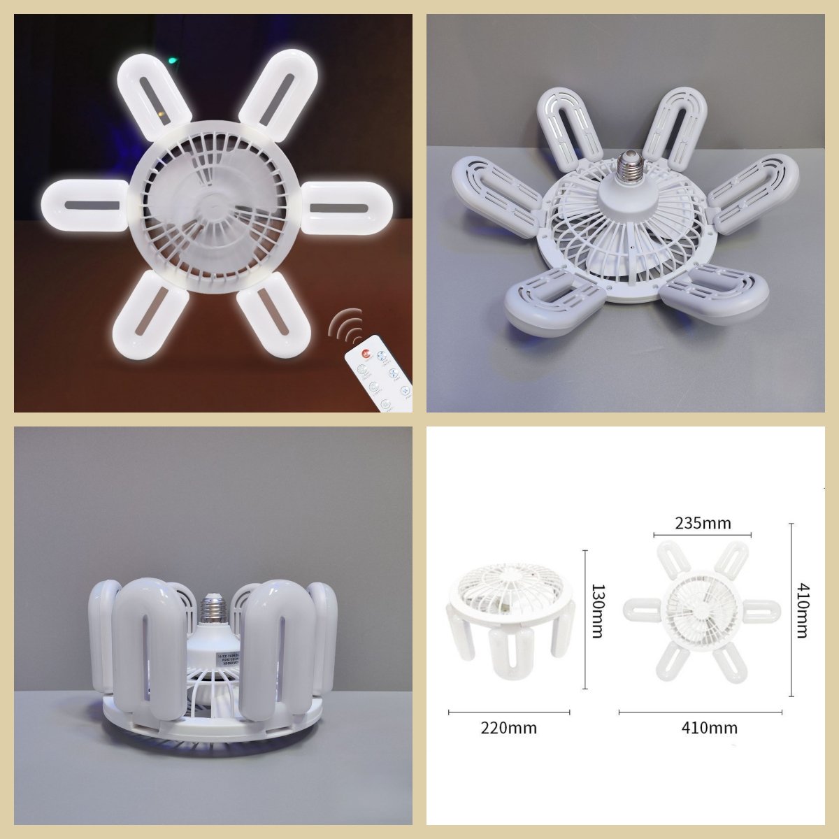 2 in 1 6 Light Foldable Fan