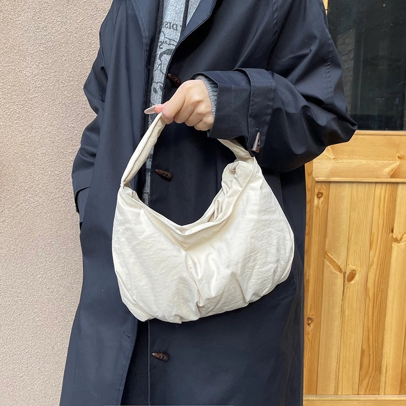 Women's Medium Cotton Solid Color Basic Classic Style Sewing Thread Dumpling Shape Magnetic Buckle Handbag