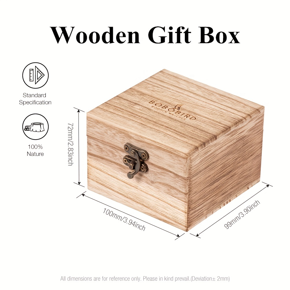 Simple Men's Wooden Watch Vintage Pointer Round Quartz Wrist Watch With Wooden Box Birthday Gift