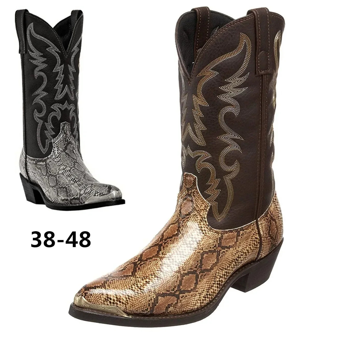 Snake Pattern Mens Western Cowboy Boots | Pointed Toe 38-48