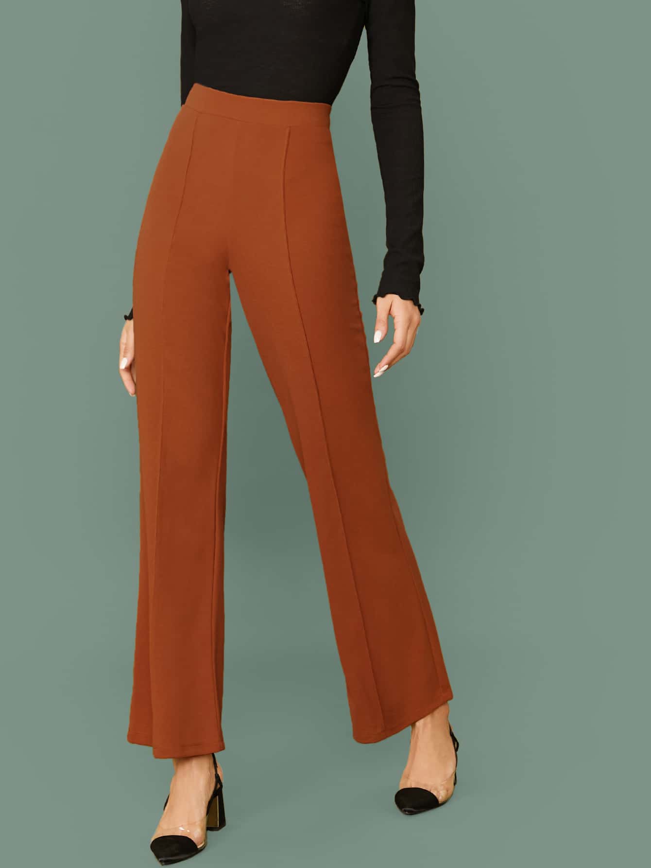 Wide Band Waist Zip Back Pants( Clearance sale