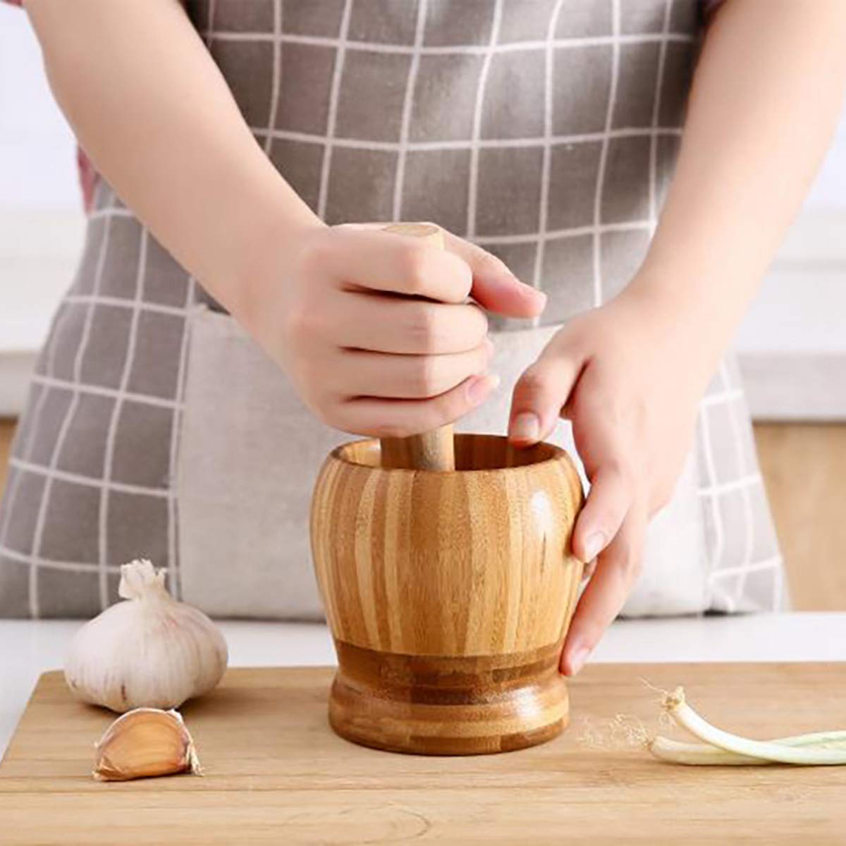 Wooden Mortar & Pestles. Pepper Grinder Crush Pot Kitchen Accessory For Home Cooking Tool