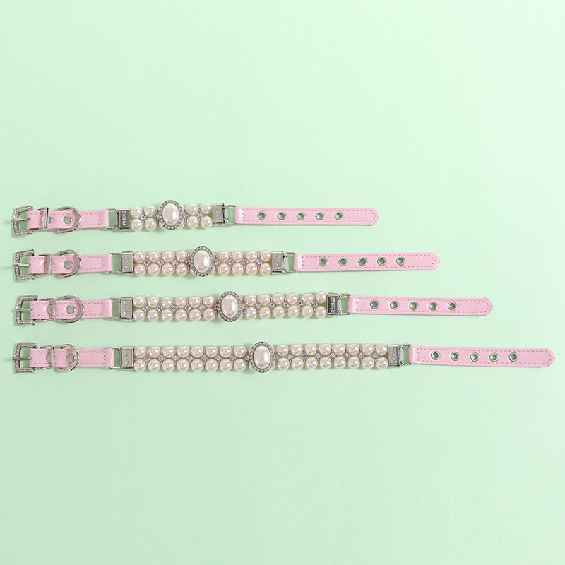 Jeweled Pearl Decor Dog Collar&Leash