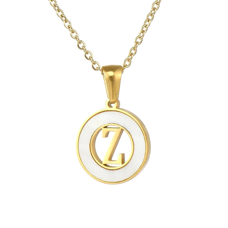 Minimalist Letter Stainless Steel Pendant Necklace Plating Hollow Out Shell Stainless Steel Necklaces