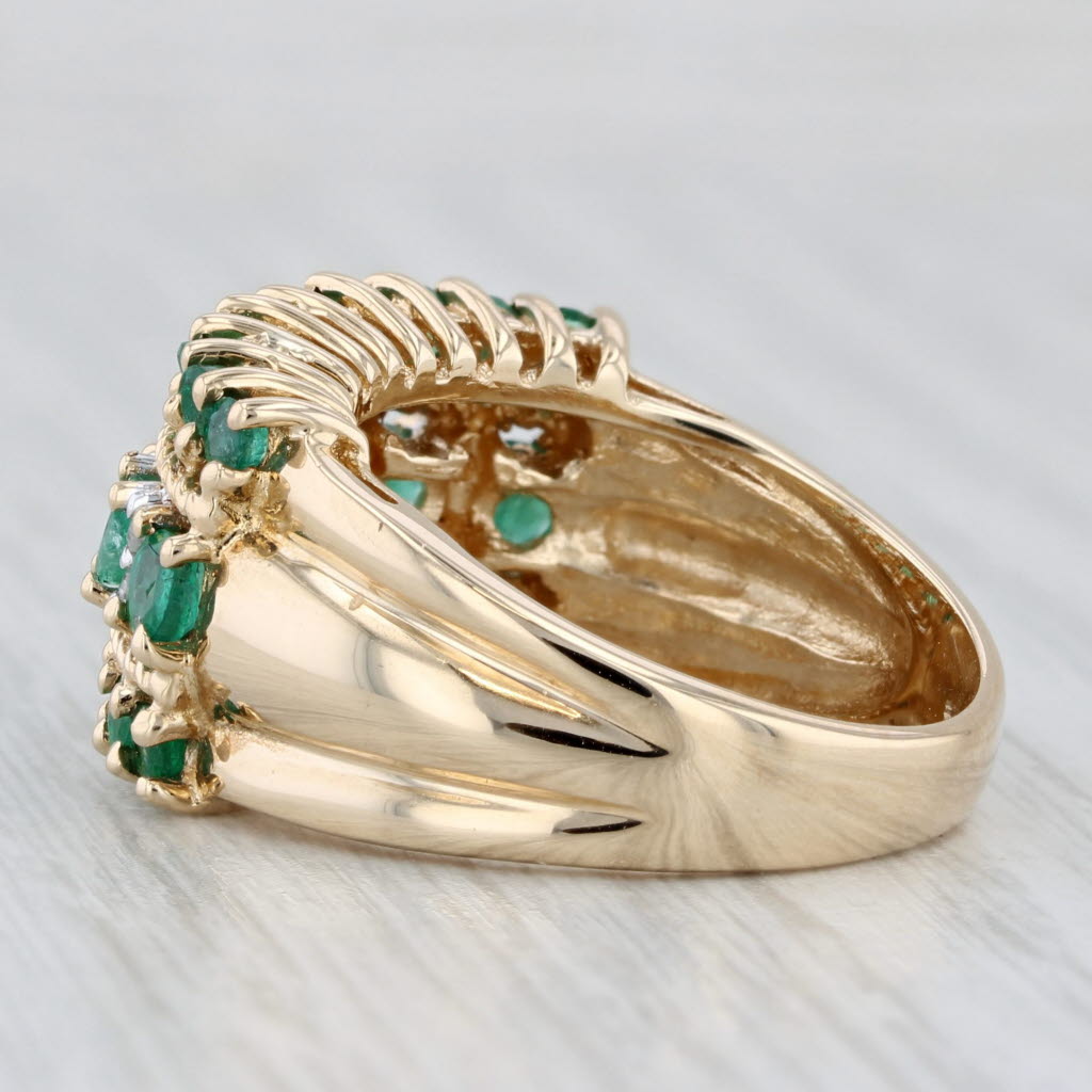 1.55ctw Emerald Diamond Multiband Ring 10k Yellow Gold Size 7.25 Cocktail