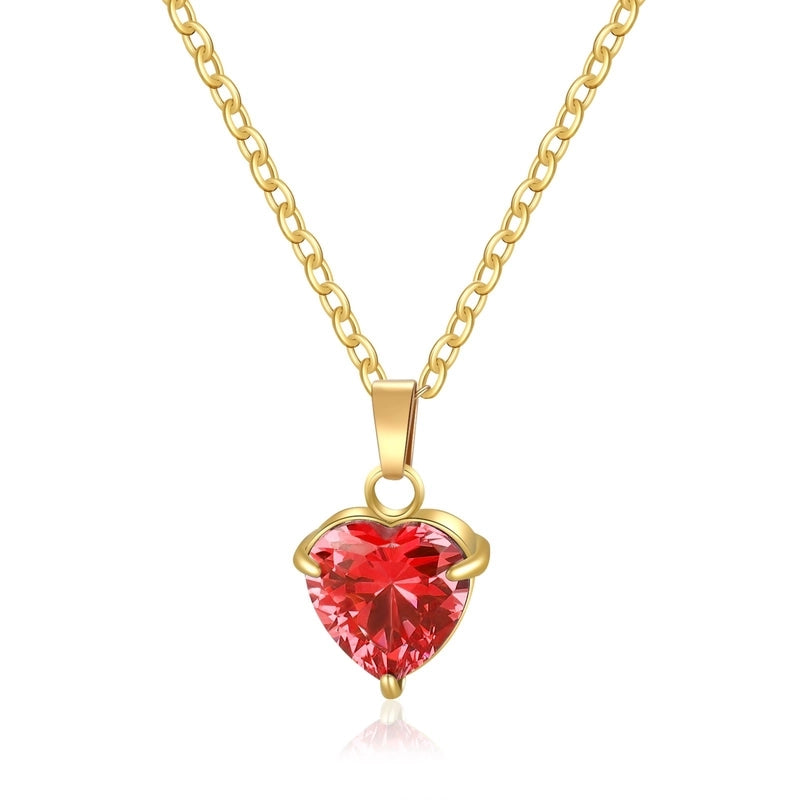 304 Stainless Steel 316 Stainless Steel  Minimalist Classic Style Inlay Heart Shape Zircon Pendant Necklace