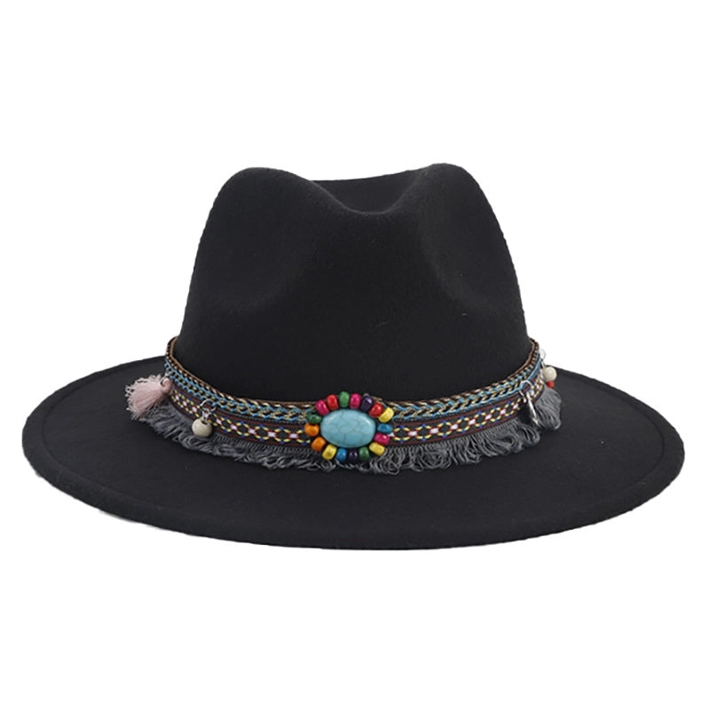 New Black Hat Panama Hat Western Denim Jazz Hat Vintage Felt Hat