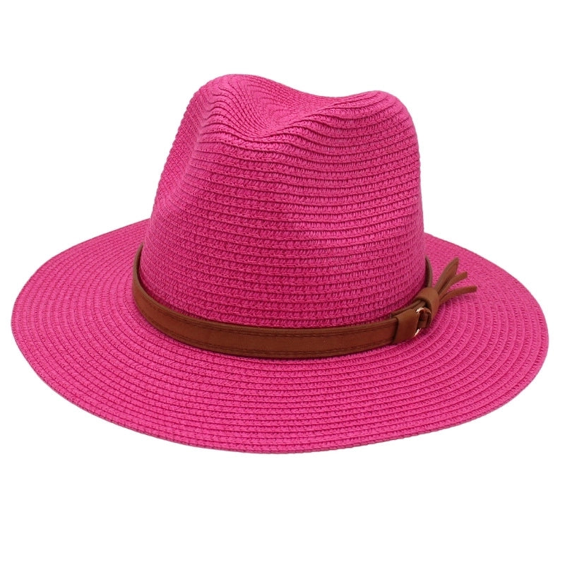 Unisex Pastoral Solid Color Wide Eaves Straw Hat