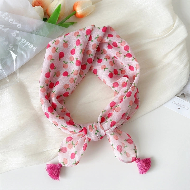 Women's Elegant Minimalist Flower Cotton And Linen Silk Scarf