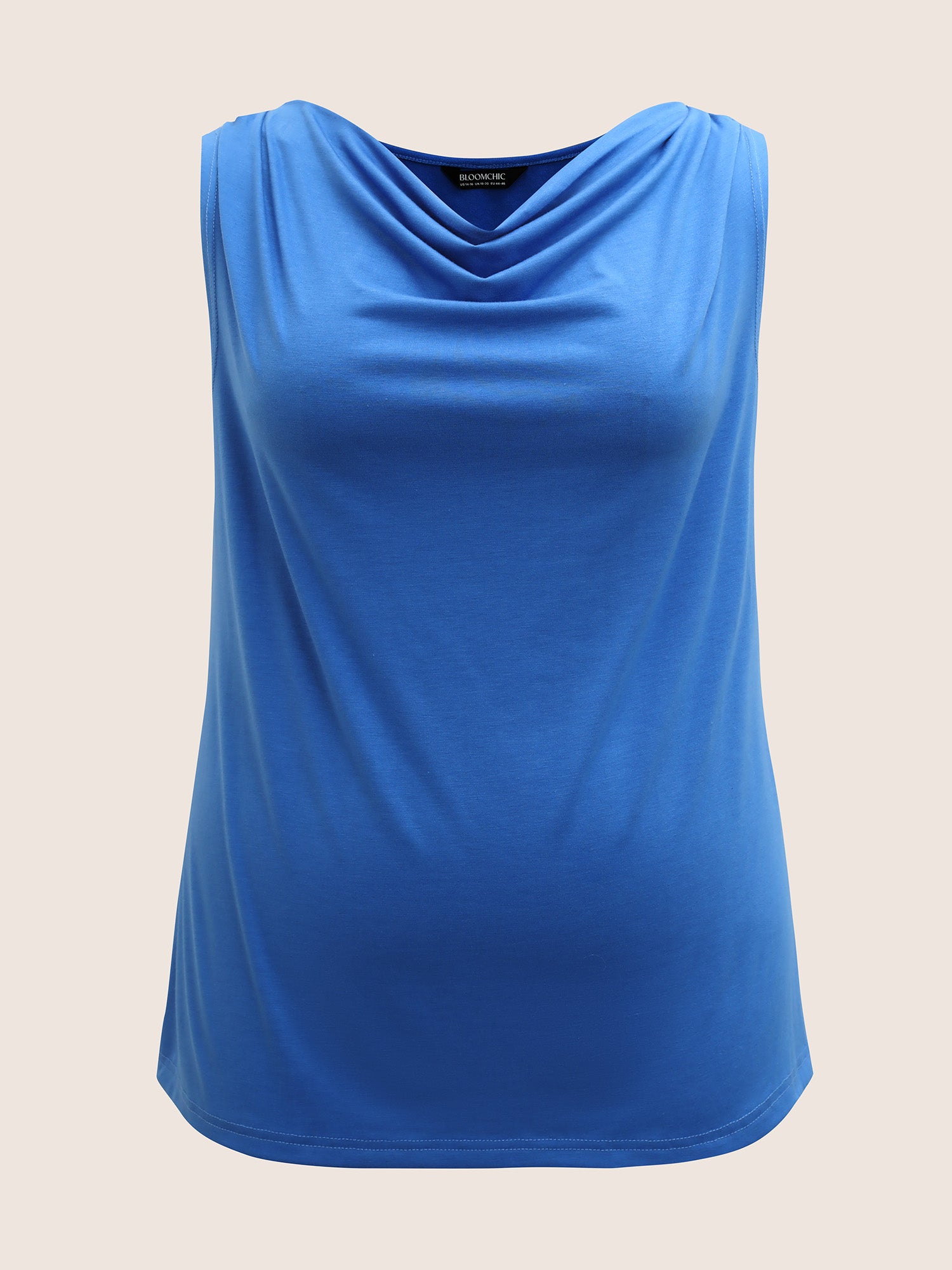 Cowl Neck Solid Gathered Tank Top