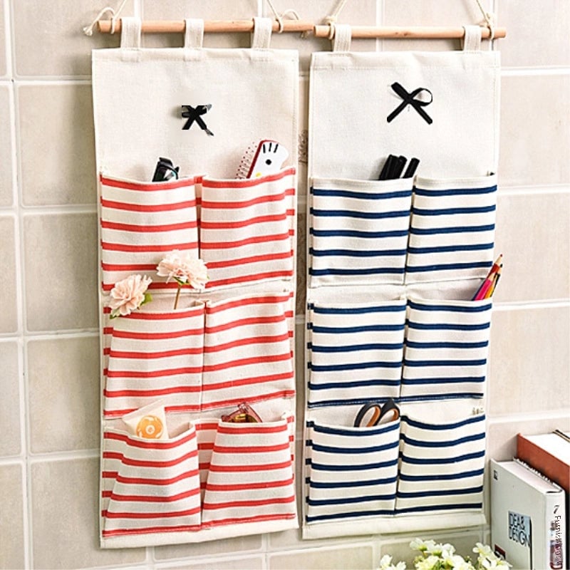 Cotton Linen Fabric Door Back Wall Storage Hanging Pocket Bathroom Waterproof Multi-layer Multi-functional Hanging Bag