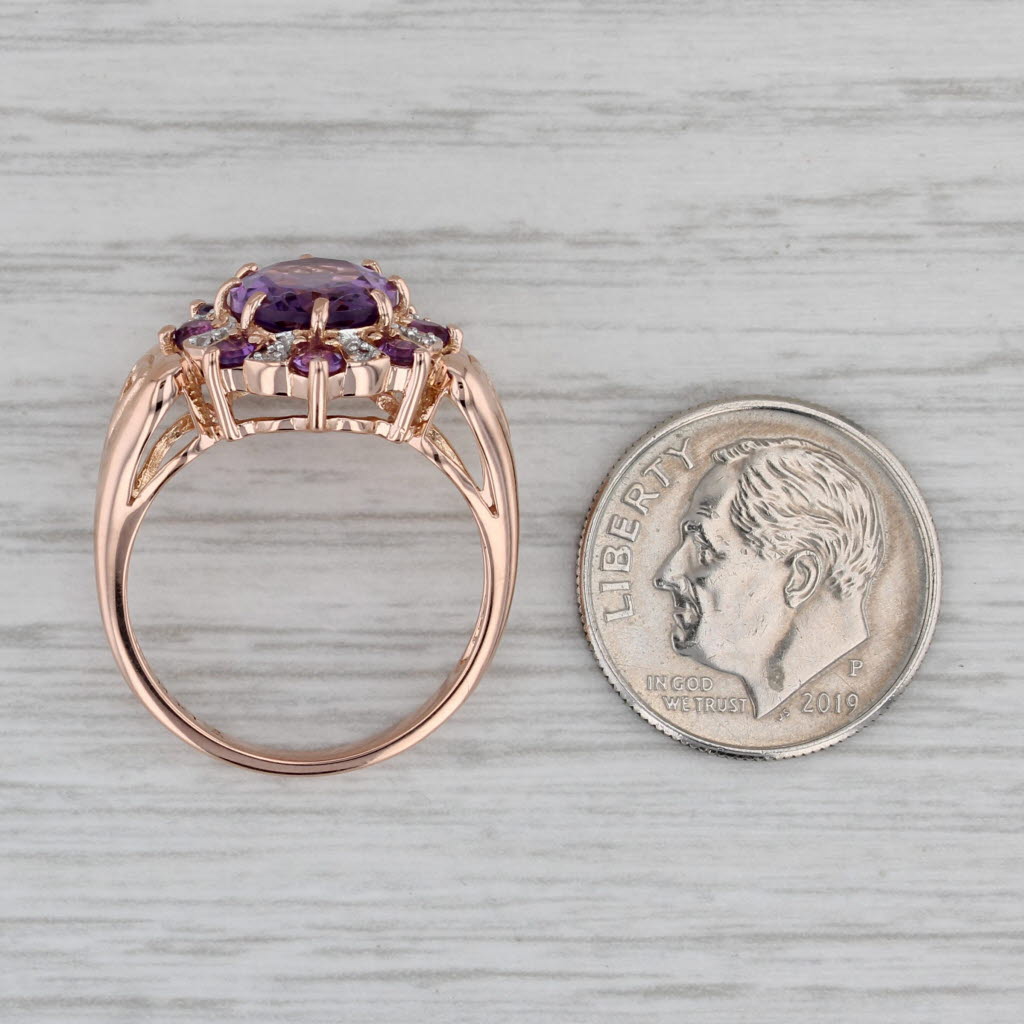 2.84ctw Amethyst Diamond Halo Ring 14k Rose Gold Size 7