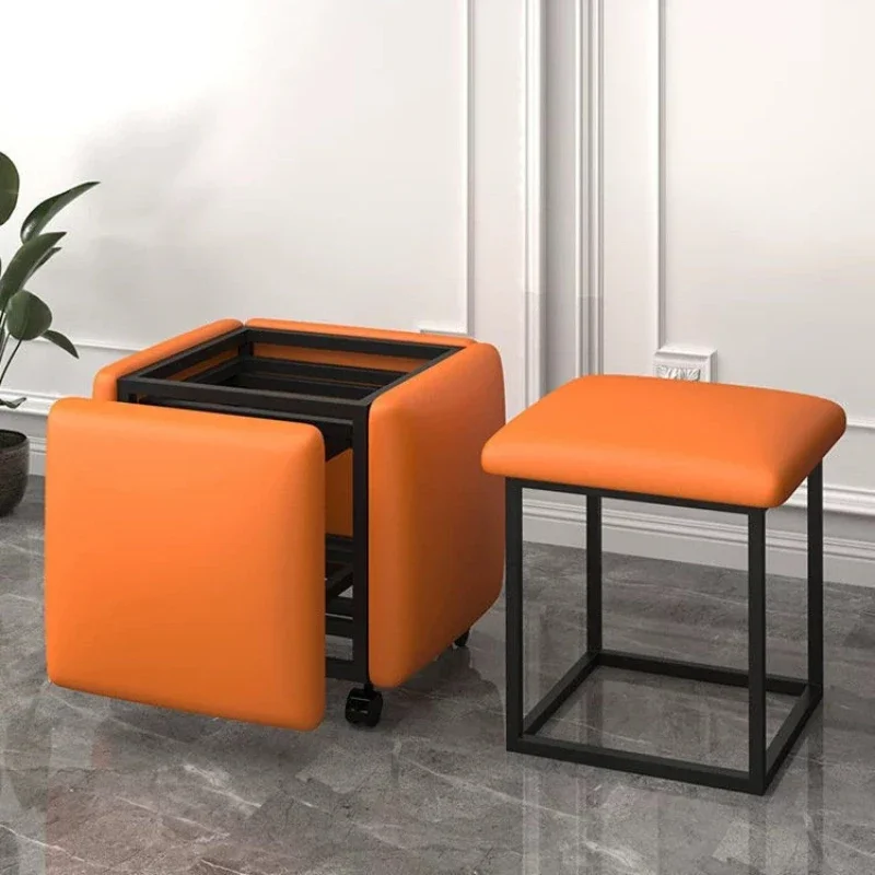 5IN1 NORDIC LEATHER OTTOMAN MULTIFUNCTIONAL STOOL STORAGE FOOT STOOL