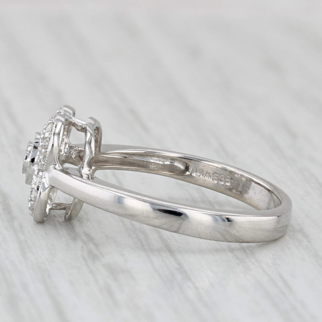 0.12ctw Diamond Flower Ring 14k White Gold Size 5.5