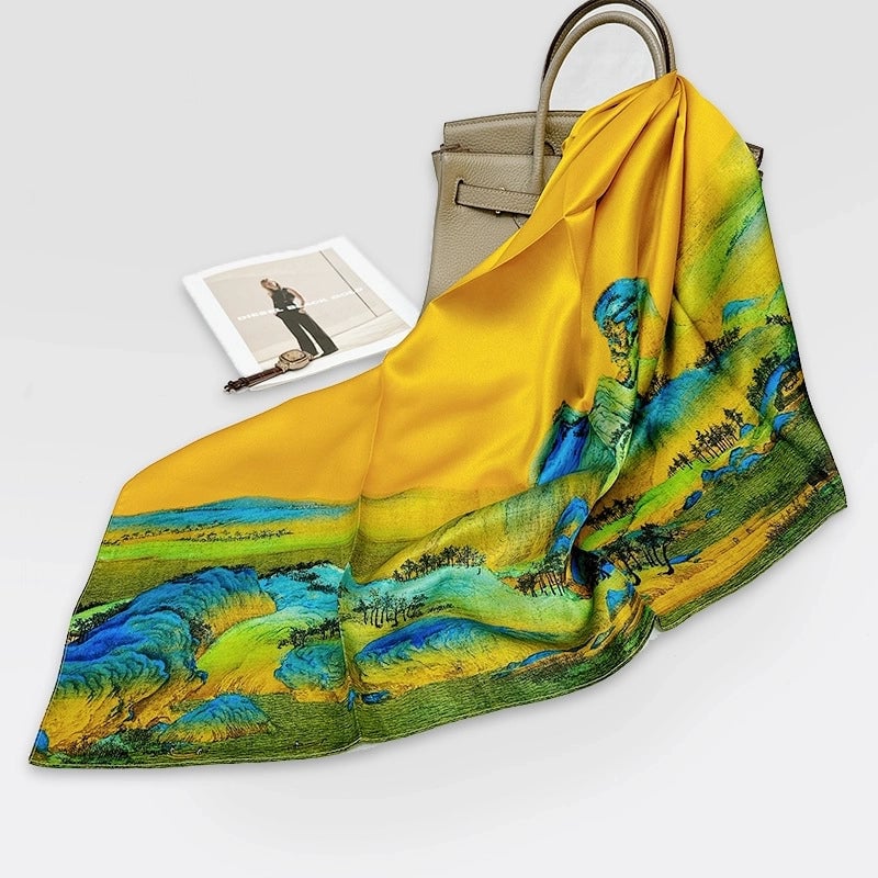 Women's Elegant Minimalist Printing Silk Printing Silk Scarf