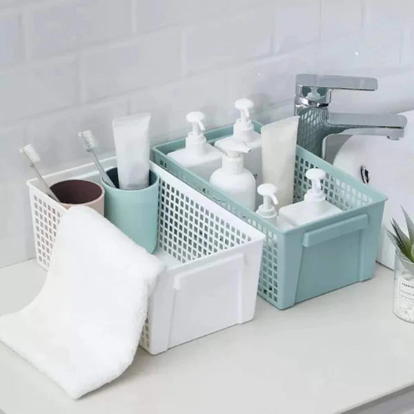 3pcs White Plastic Storage basket