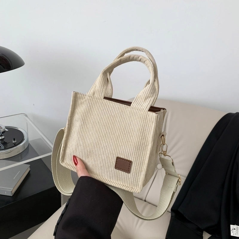 Women's Corduroy Solid Color Vintage Style Classic Style Square Zipper Shoulder Bag