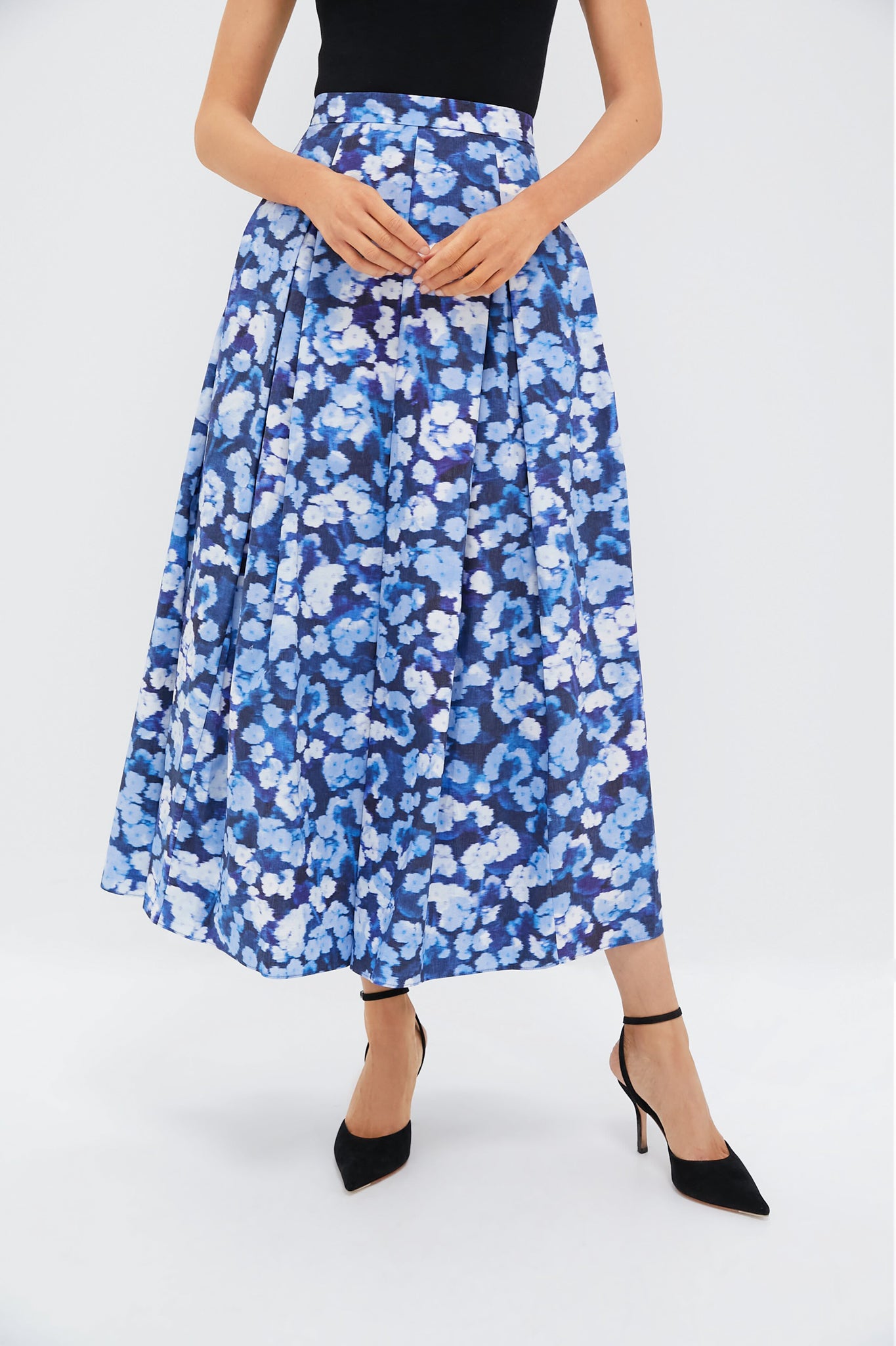 Havelock Blossom Indigo Pleated Midi Skirt