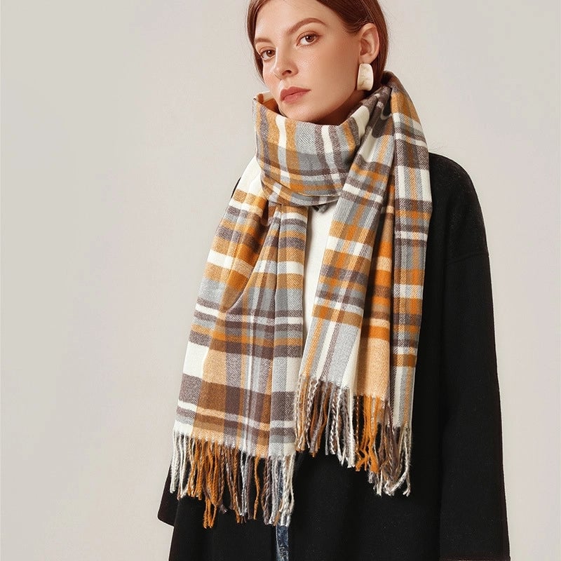Scarf Women's College Style Simple Imitation Cashmere Scarf Women's Autumn And Winter New Knitted Warm Shawl A Generation Of Hair