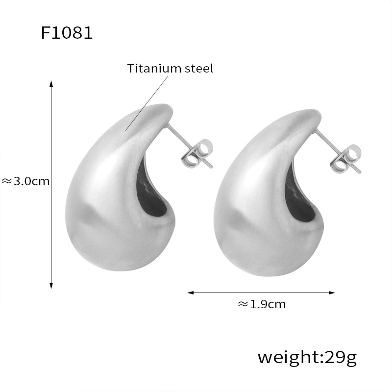 1 Pair Minimalist Water Droplets Plating Inlay Titanium Steel Artificial Pearls Artificial Diamond 18K Gold Plated Ear Studs