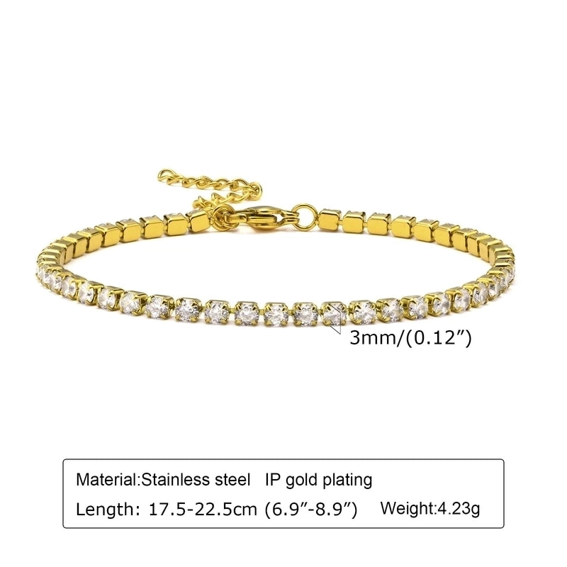 Minimalist Classic Style Heart Shape Titanium Steel Rhinestones Bracelets In Bulk