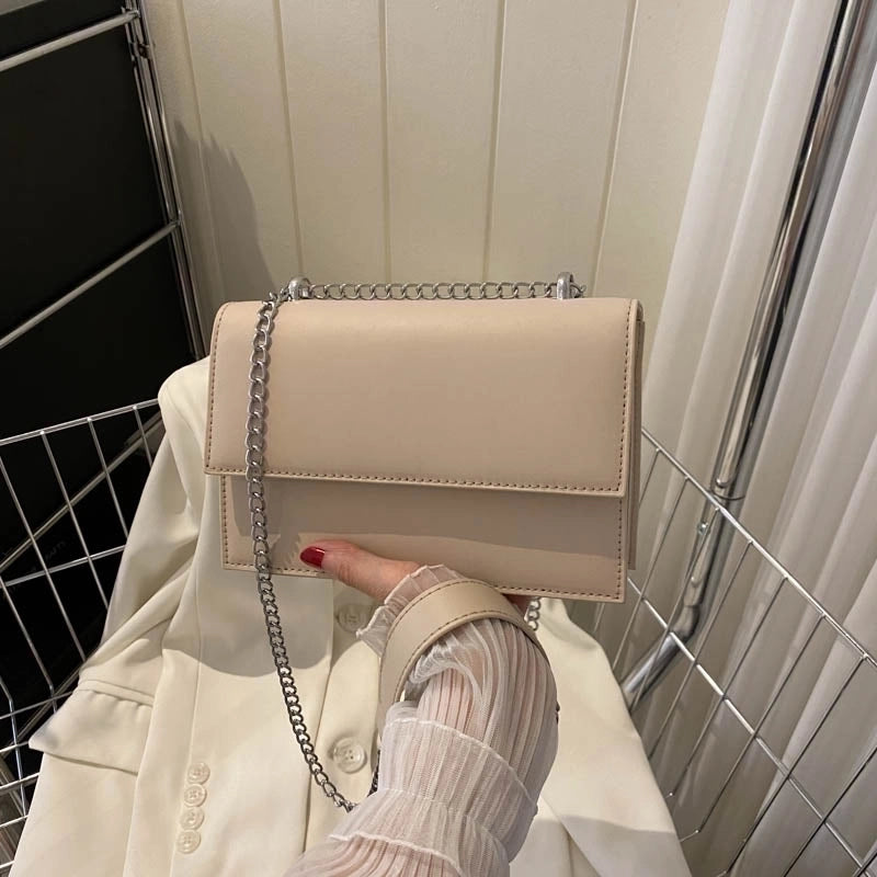 Women's Pu Leather Solid Color Elegant Square Flip Cover Shoulder Bag Crossbody Bag