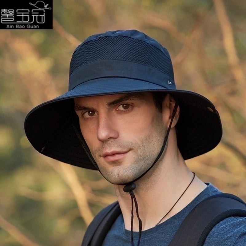 Unisex Basic Solid Color Fake Drawstring Wide Eaves Bucket Hat