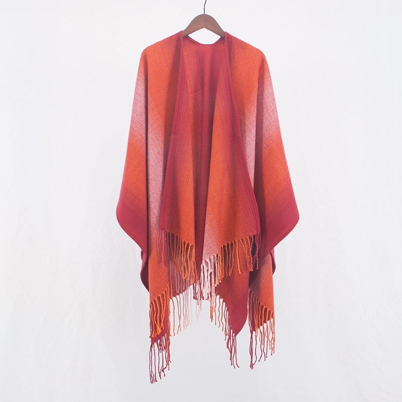 Spring Fashion Outer Cape Jacket Cashmere Thickened Warm Double-sided Tassel Scarf Mother's Day Gift