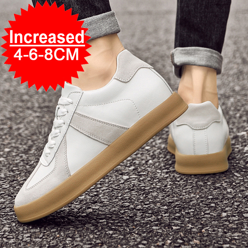 Men Autumn Sneakers Elevator Shoes Men Heightening Height Increase Insole 8CM High Heels Shoes Casual Genuine Leather Sport Shoe