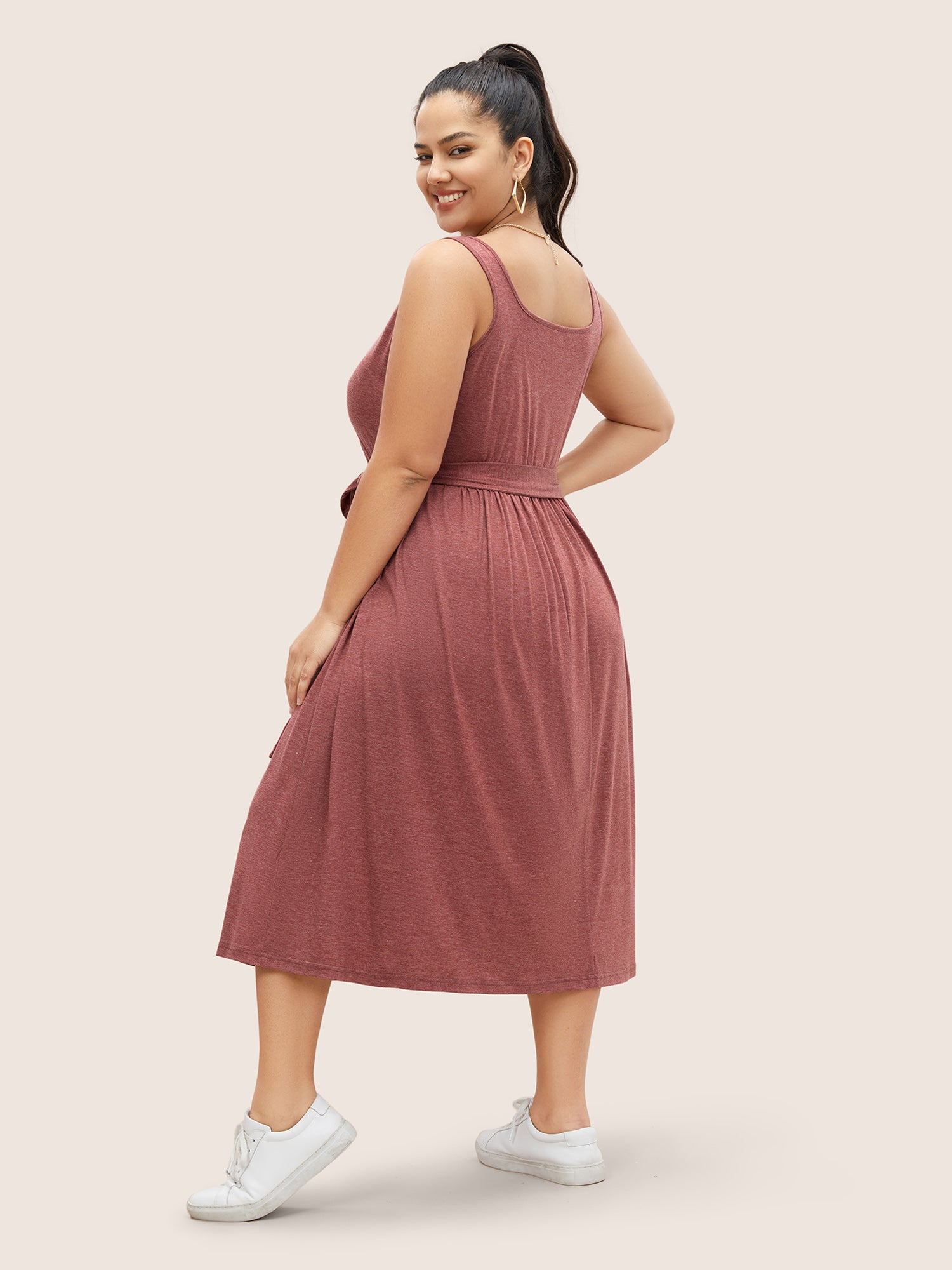 Supersoft Essentials Button Detail Belted Gathered Dress