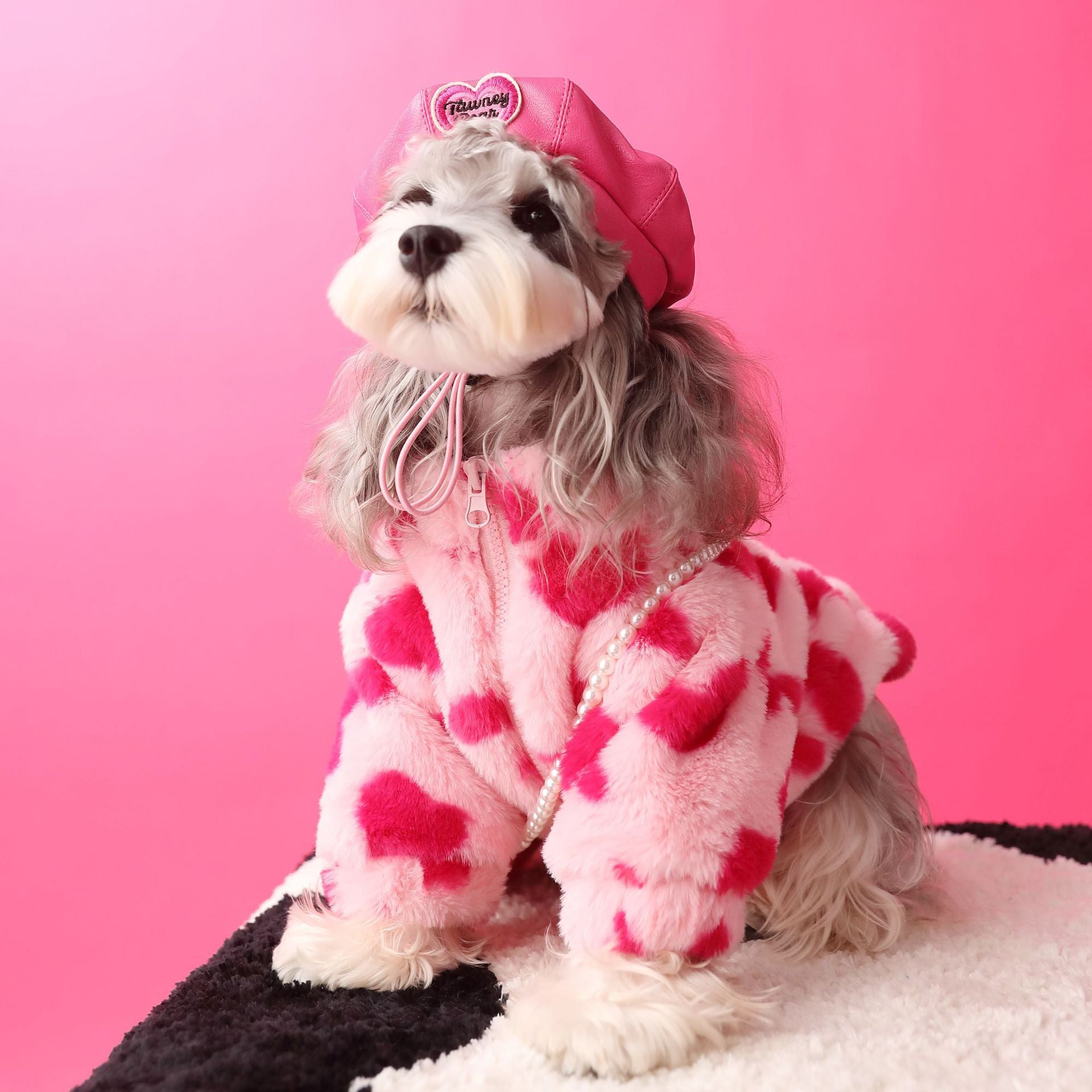 Fleece Sweet Heart Pattern Dog Cat Jacket&Bag