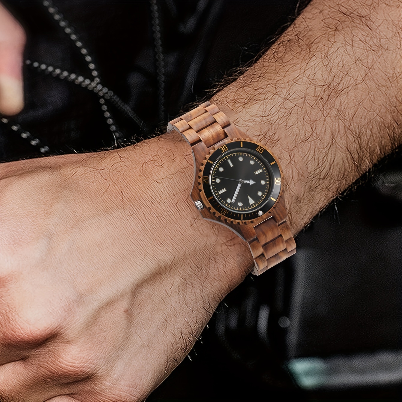 1pc Advanced Handmade Wooden Quartz Men's Watch
