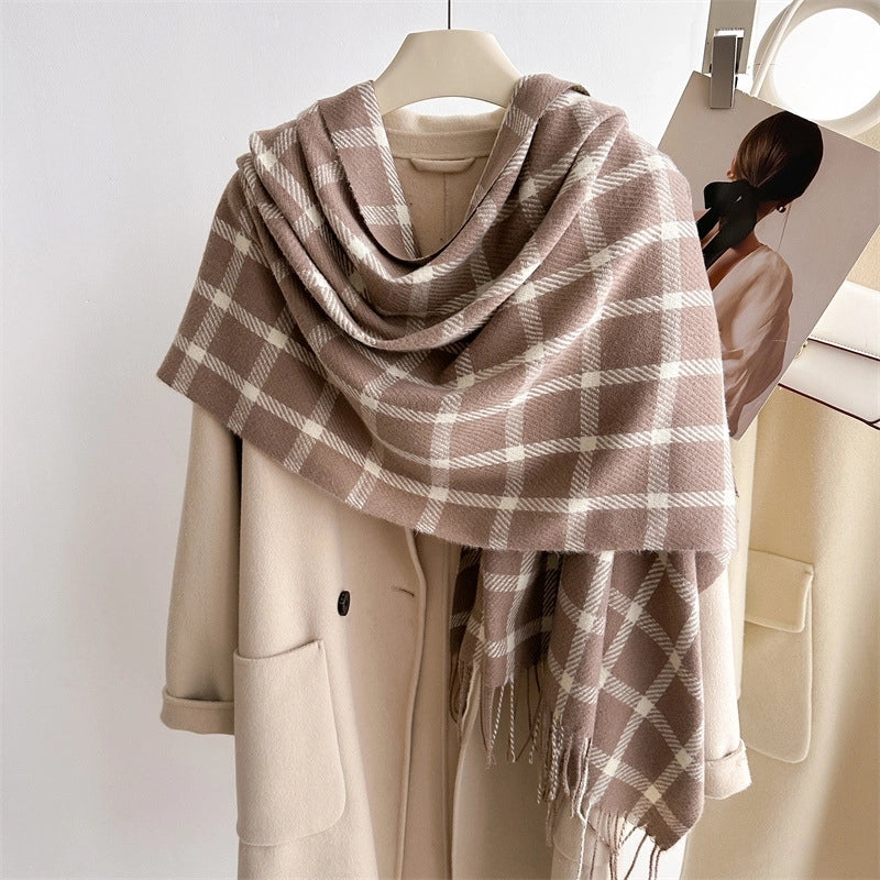 Unisex Elegant Minimalist Lattice Polyester Tassel Scarf