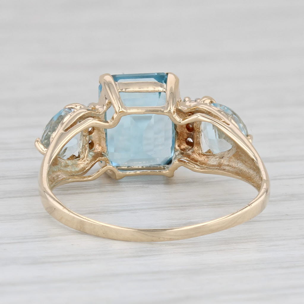 4.25ctw Blue Topaz Diamond Ring 10k Yellow Gold Size 7.5