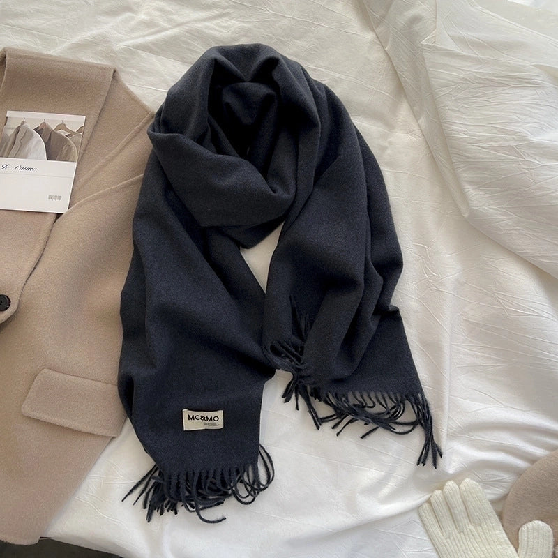 New Solid Color Cashmere Scarf Women's Fashion Wear Autumn And Winter Warm Shawl Women's Scarf