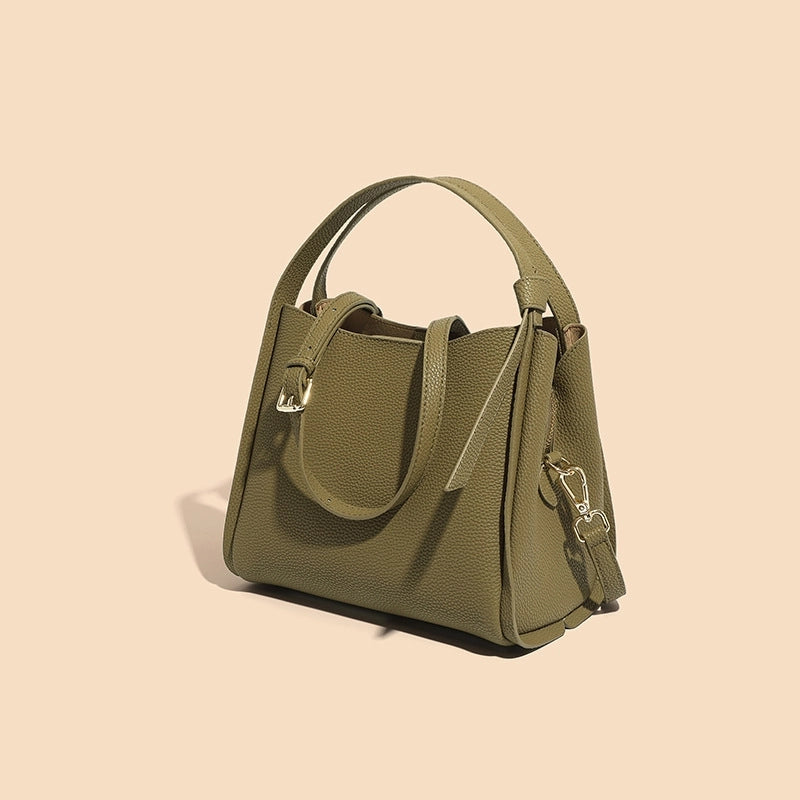 Bucket Bag For Women Genuine Leather High-grade Simple Portable Shoulder Bag Messenger Bag For Women