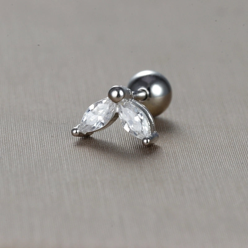 1 Piece Minimalist Star Heart Shape Crown Plating Inlay Stainless Steel Zircon Ear Studs