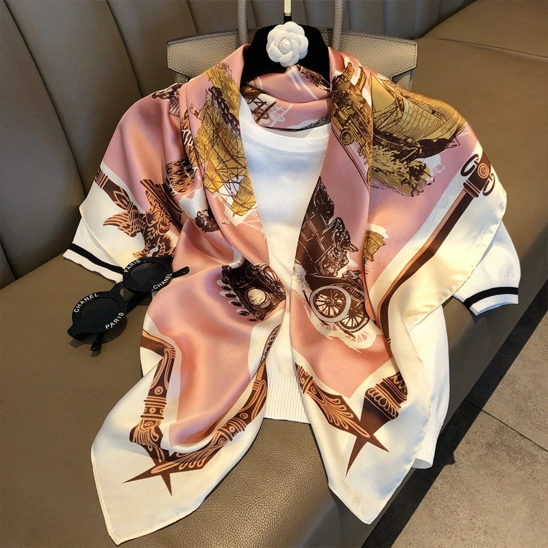 Color Matching Silk Scarf 90cm Large Square Scarf