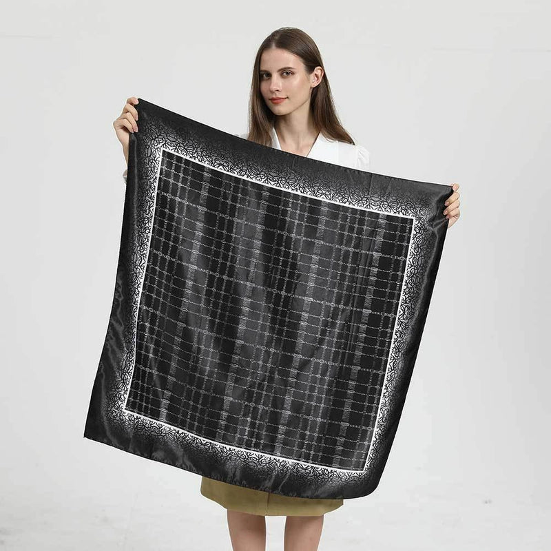 Women's Elegant Letter Plaid Polka Dots Satin Printing Silk Scarf