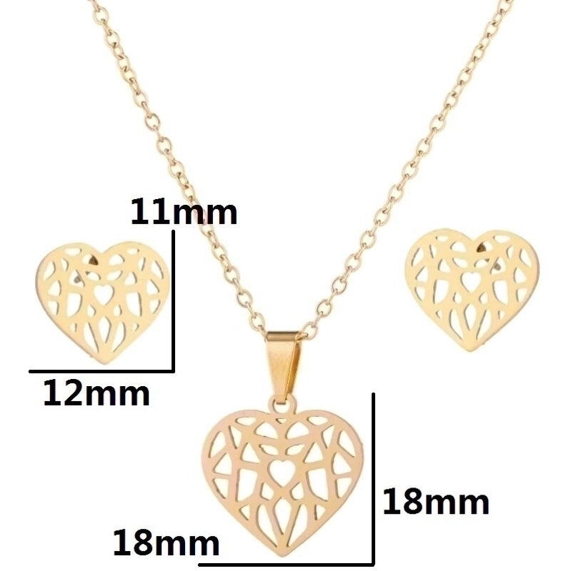 Minimalist Heart Shape Stainless Steel Plating Women's Earrings Necklace