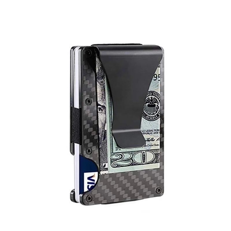 Men's Plaid Carbon Fiber Microfiber Open Card Holders