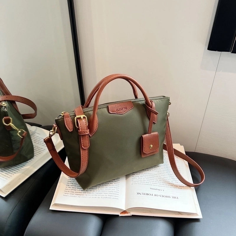 Women's Oxford Cloth Solid Color Elegant Square Zipper Handbag